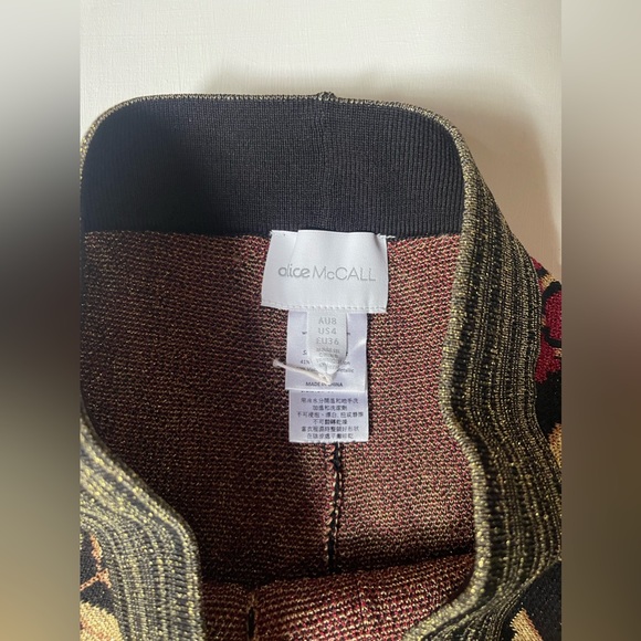 ALICE MCCALL Shadow Sun Gold Metallic Fringe Flare Pants Sz 4 / 36 NWOT - Picture 5 of 6